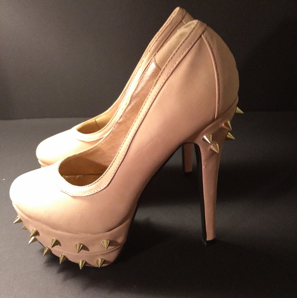 Nude spike heels